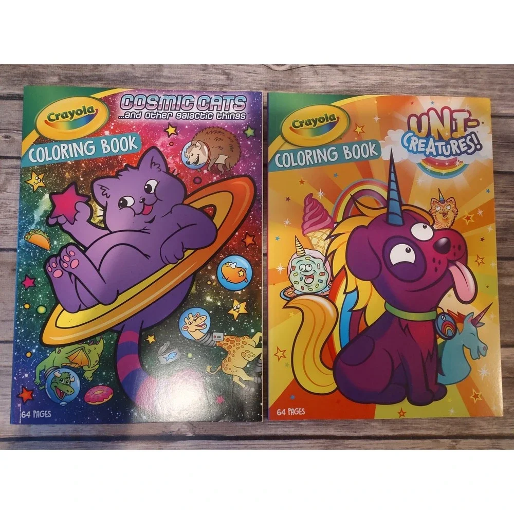 2 lot: Crayola Coloring Book: Cosmic Cats & Uni-Creatures